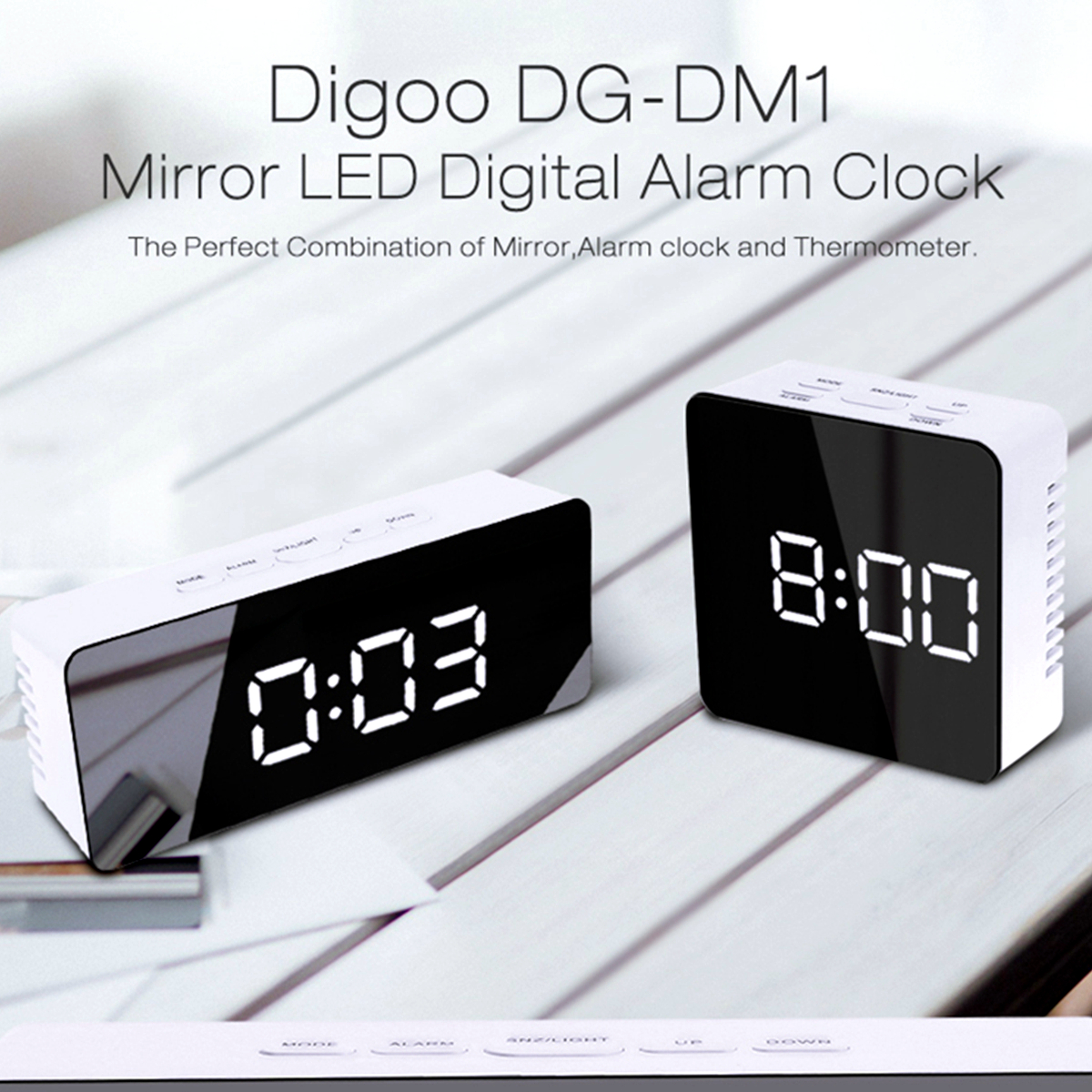 DigooWirelessUSBMirrorAlarmClockLEDDigitalTherometerTemperatureNightModeBlackDG-DM1-1981188-1