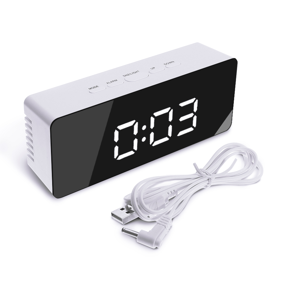 DigooWirelessUSBMirrorAlarmClockLEDDigitalTherometerTemperatureNightModeBlackDG-DM1-1981188-18