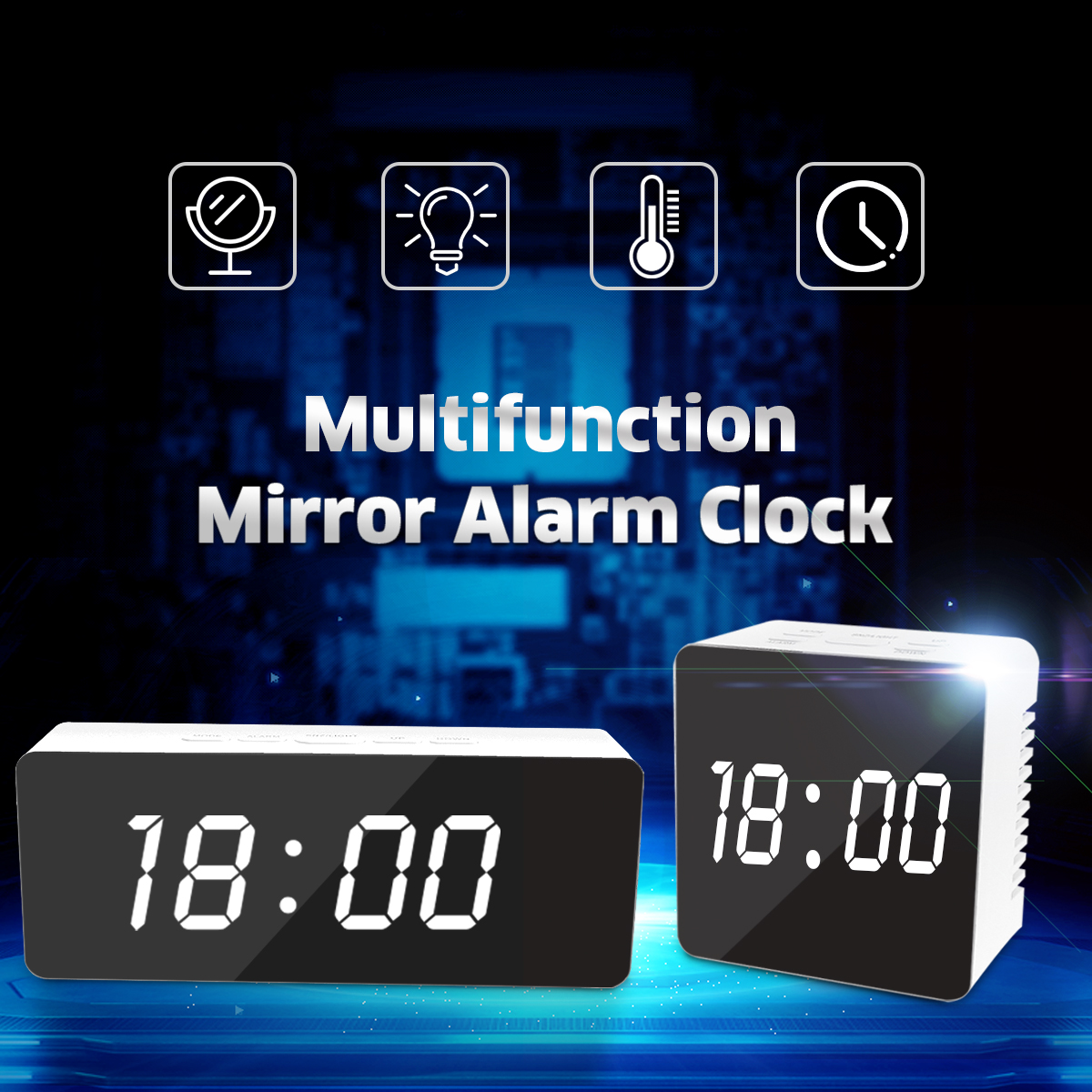 DigooWirelessUSBMirrorAlarmClockLEDDigitalTherometerTemperatureNightModeBlackDG-DM1-1981188-3