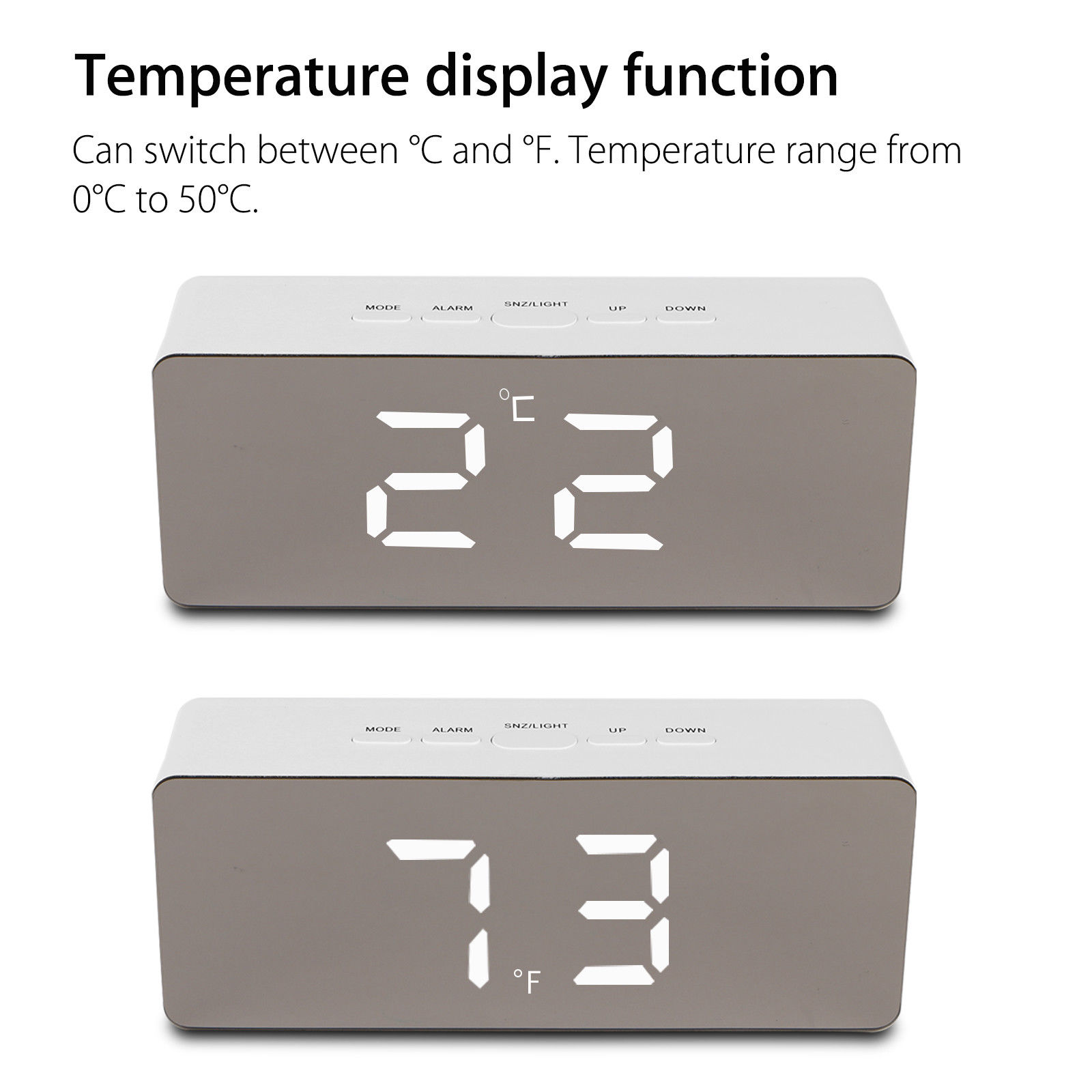 DigooWirelessUSBMirrorAlarmClockLEDDigitalTherometerTemperatureNightModeBlackDG-DM1-1981188-9