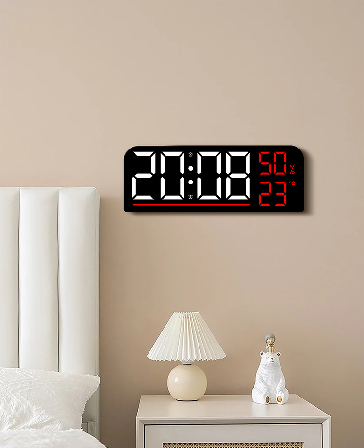 LEDDigitalWallClockRemoteControlElectronicMuteClockwithTemperatureHumidityDisplayTimingFunction1224H-2005987-12