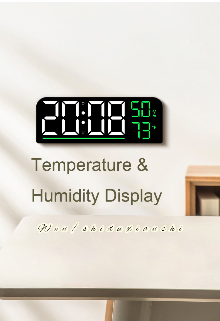 LEDDigitalWallClockRemoteControlElectronicMuteClockwithTemperatureHumidityDisplayTimingFunction1224H-2005987-5