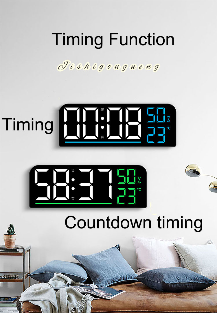 LEDDigitalWallClockRemoteControlElectronicMuteClockwithTemperatureHumidityDisplayTimingFunction1224H-2005987-6