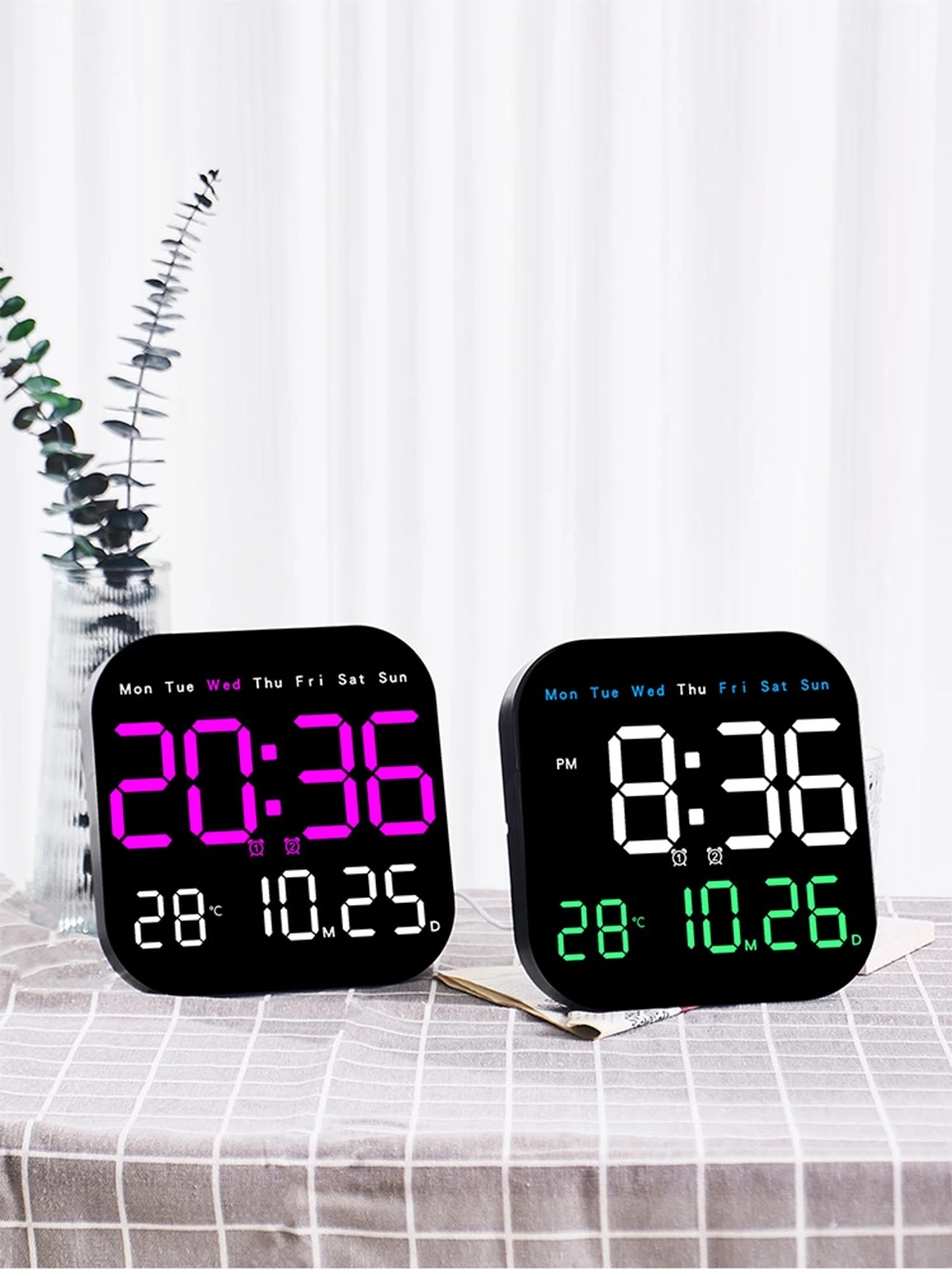 LEDWallClockWithRemoteControlDisplayTemperatureTimeWeekAndDateFashionLivingRoomDesktopAlarmElectroni-2005986-12