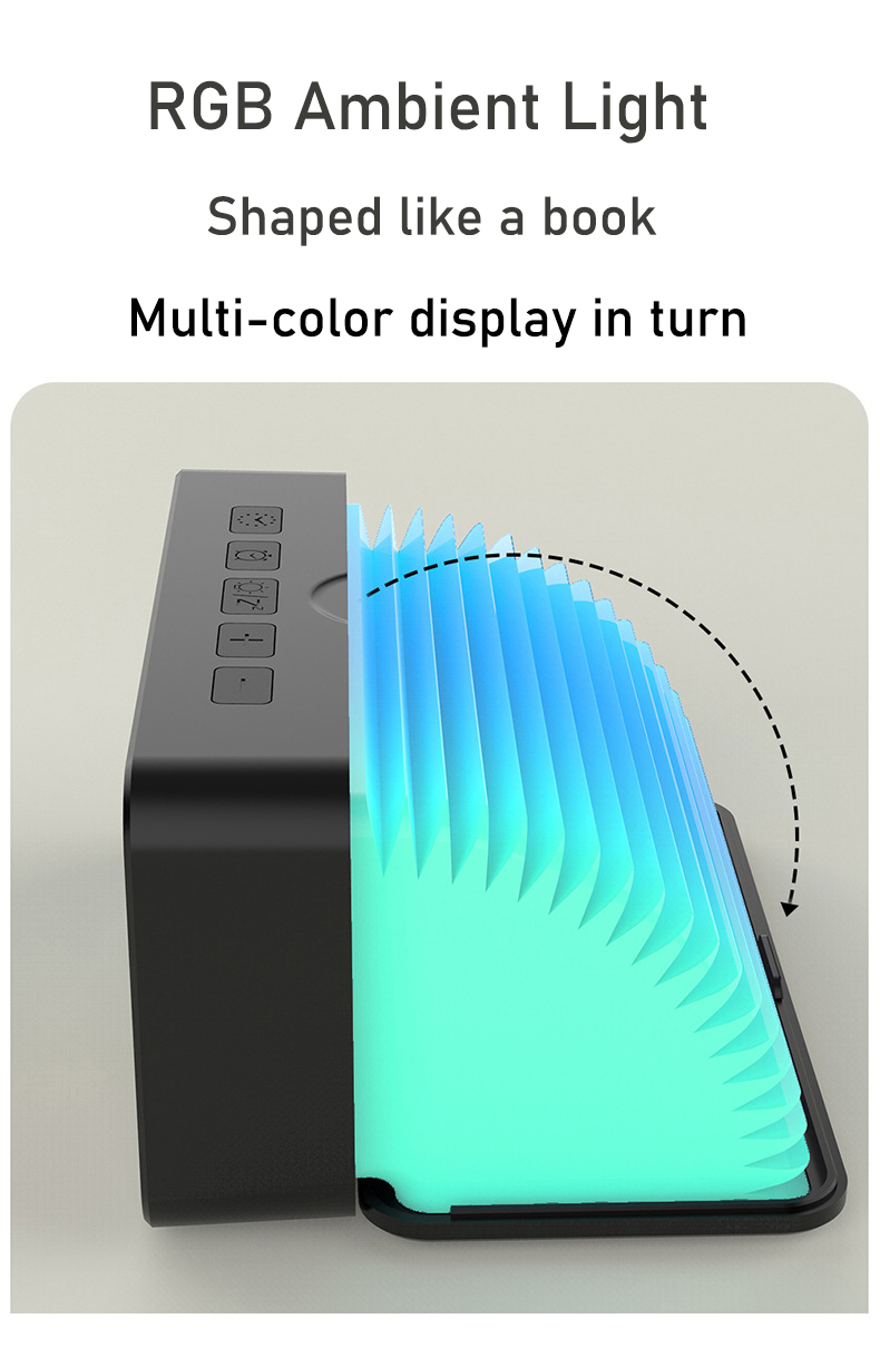 Mlti-functionCreativeBookAmbientLightRGBDigitalAlarmClockVoiceControlSenorSnoozeFunctionTemperatureD-2006072-5