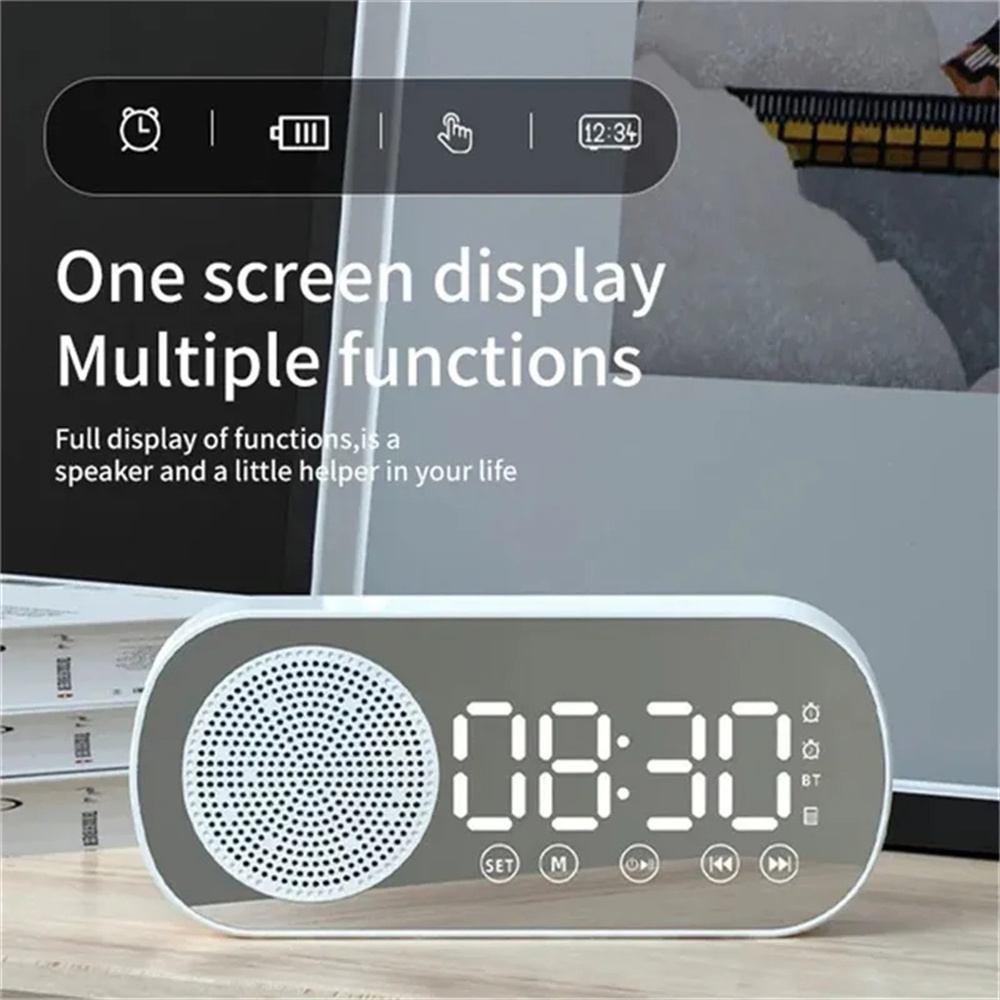 MultifunctionalLEDMirrorDigitalAlarmClockwithWirelessbluetoothSpeakerHigh-DefinitionDisplaySuperiorS-2012718-4