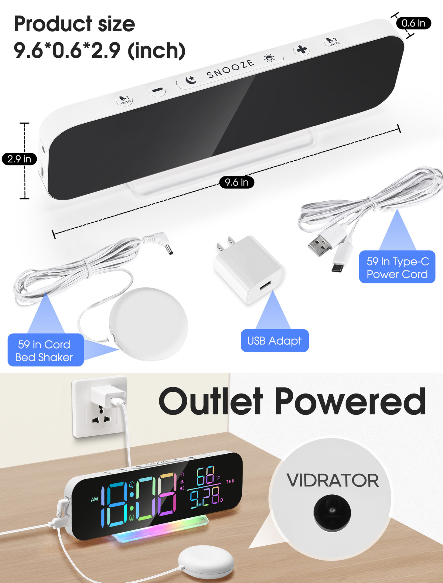 SuperLoudVibratingAlarmClockwithVibratorBedShakerforHeavySleeperandColorfulRGBLEDNightLightforHomeDe-2007141-8