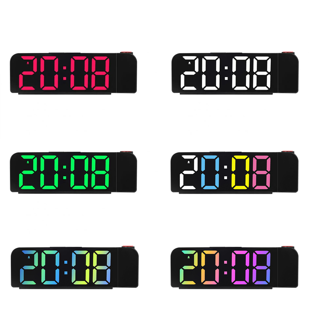 VersatileColorfulLEDDigitalAlarmClockwith180DegreeProjectionAdjustableBrightnessIndoorTemperatureDua-2003213-1