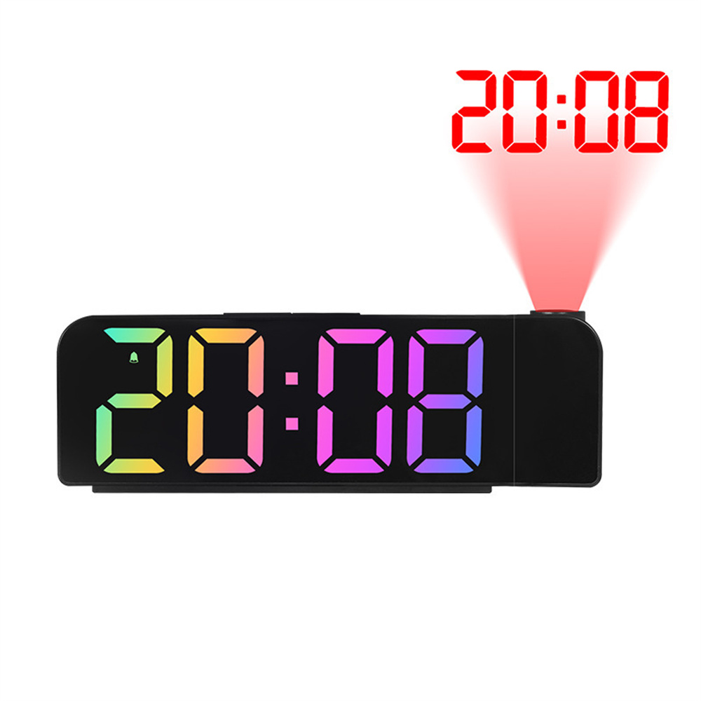 VersatileColorfulLEDDigitalAlarmClockwith180DegreeProjectionAdjustableBrightnessIndoorTemperatureDua-2003213-12