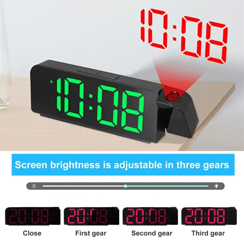 VersatileColorfulLEDDigitalAlarmClockwith180DegreeProjectionAdjustableBrightnessIndoorTemperatureDua-2003213-4