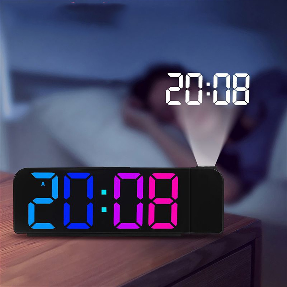 VersatileColorfulLEDDigitalAlarmClockwith180DegreeProjectionAdjustableBrightnessIndoorTemperatureDua-2003213-5
