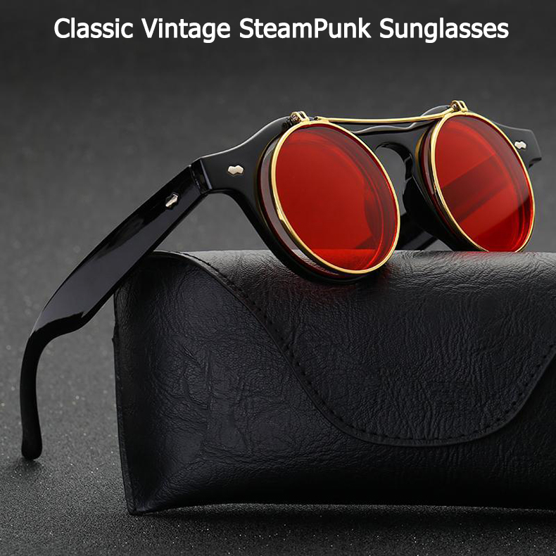 MenFashionVintageRoundPunkFlipUpSunglassesClassicDoubleLayerClamshellDesignSunGlasses-1832423-7