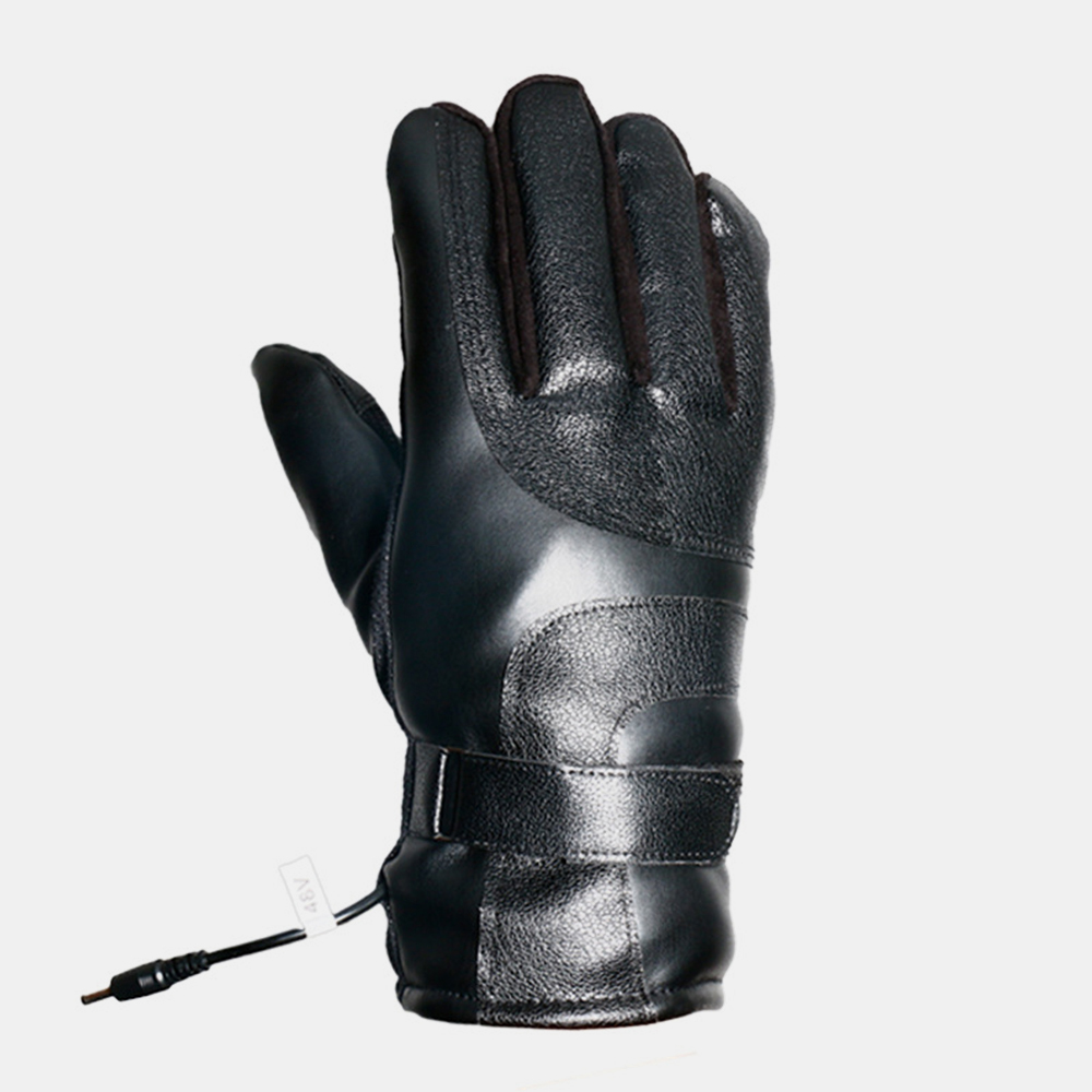 UnisexUSBChargingHeatingOutdoorWinterElectricCarRidingKeepWarmWaterptoofWindproofLeatherGloves-1755341-4