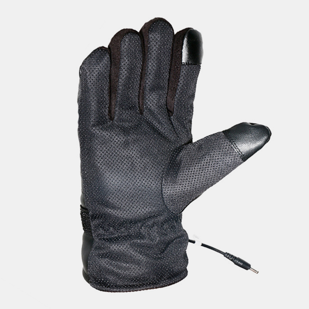 UnisexUSBChargingHeatingOutdoorWinterElectricCarRidingKeepWarmWaterptoofWindproofLeatherGloves-1755341-5