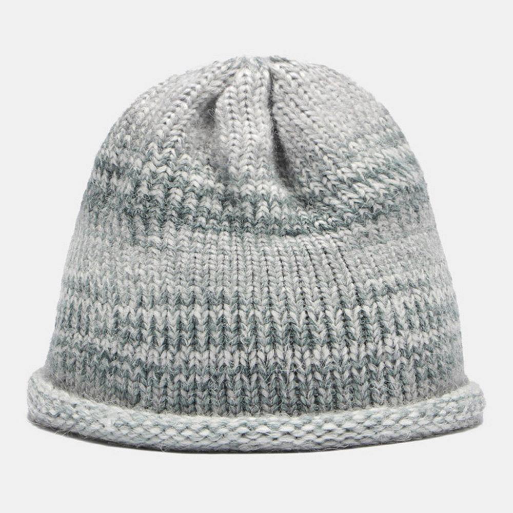 WomenMixedColorKnittedTie-dyeGradientColorVintageFashionWarmthBrimlessBeanieHat-1924621-6