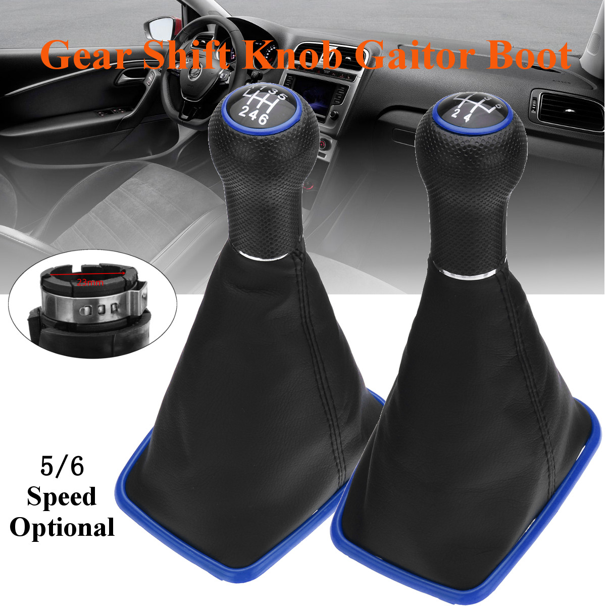 56-SpeedGearShiftKnobGaitorBootCoverLeatherBlackFitForVWGolfMK4-1768531-1