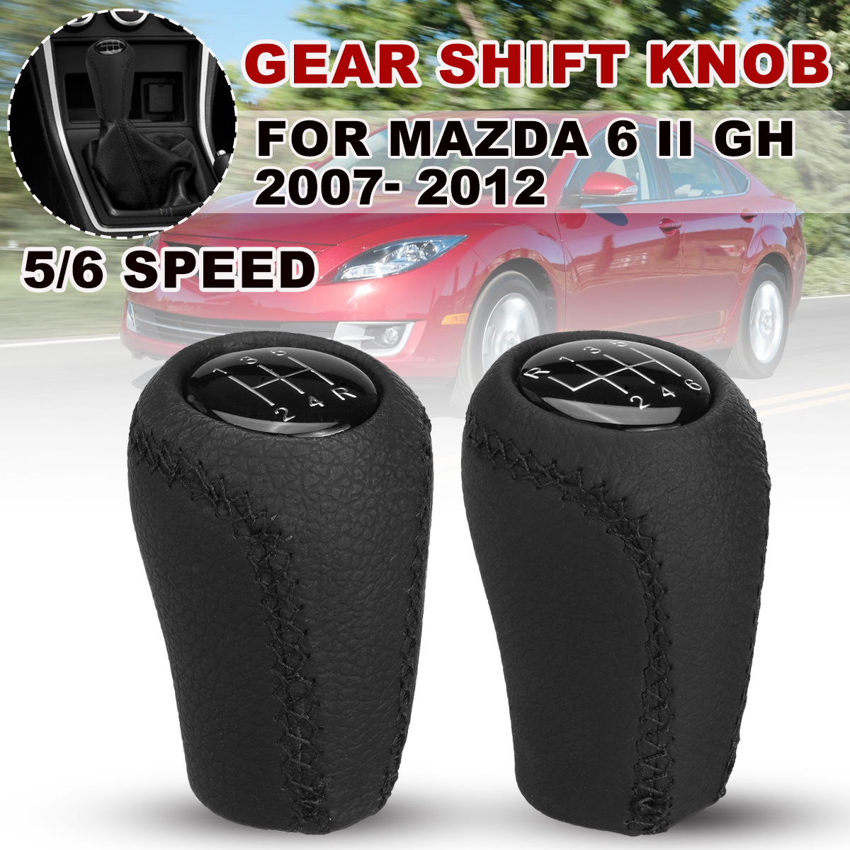 56SpeedMTCarGearStickShiftKnobPULeatherForMAZDA6IIGH2007-2012-1984536-1