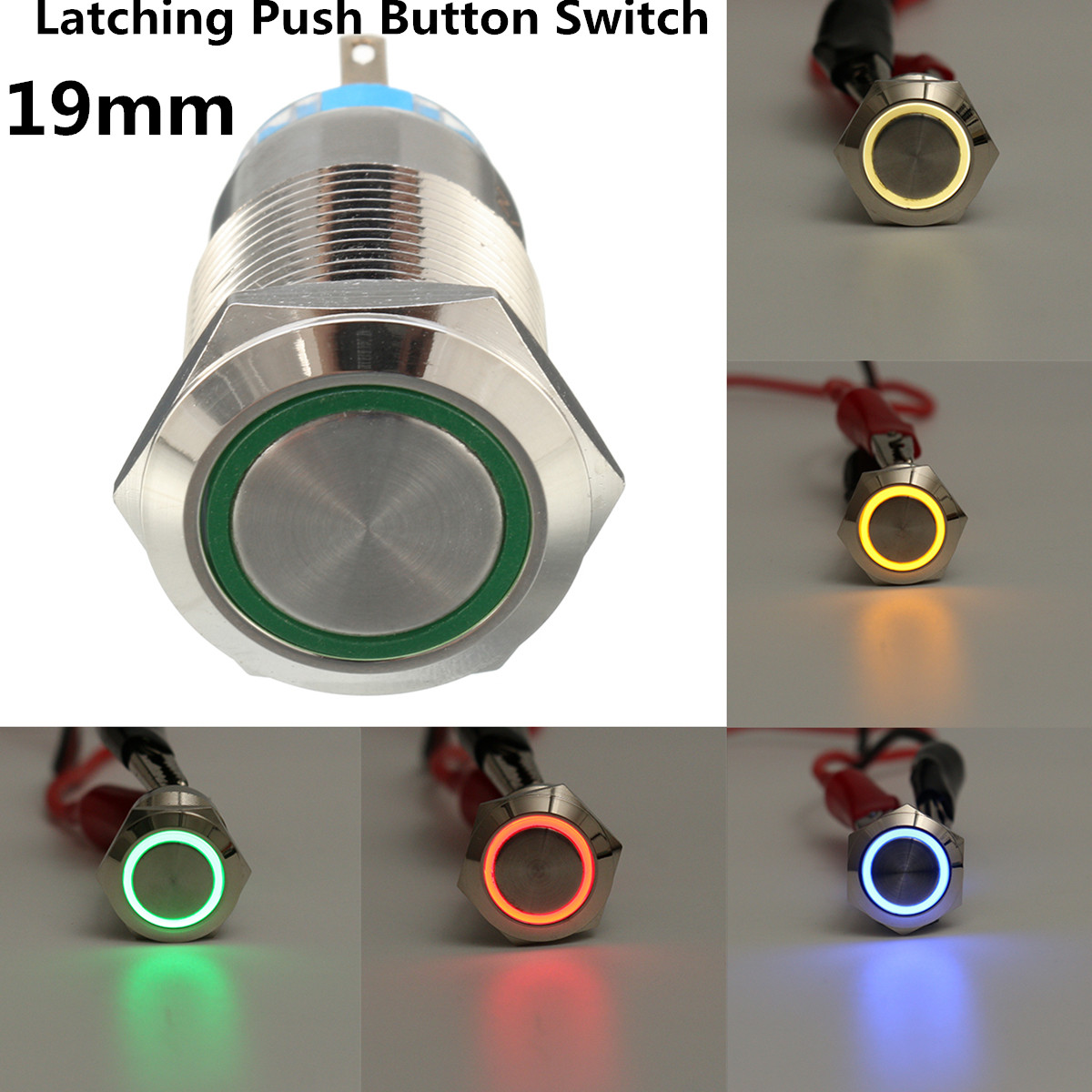 5Pin19mmLEDLightIlluminatedPushButtonLatchingSwitchSPDTWaterproof-1226132-1