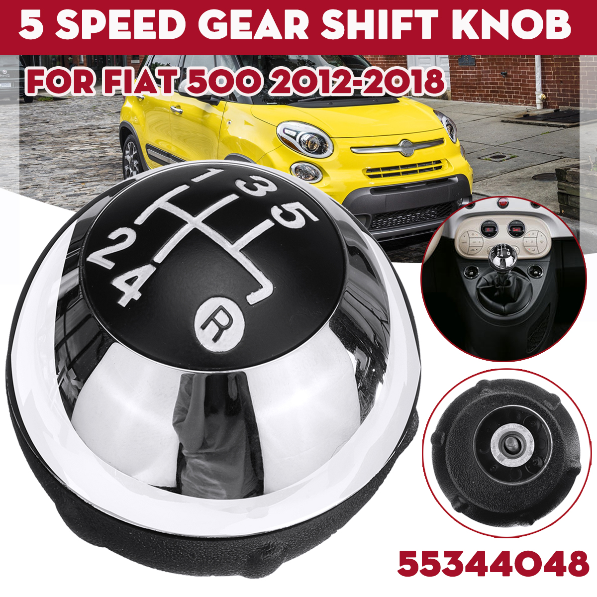 5SpeedManualMTGearStickShiftKnob55344048ForFiat5002012-2018-1710933-1