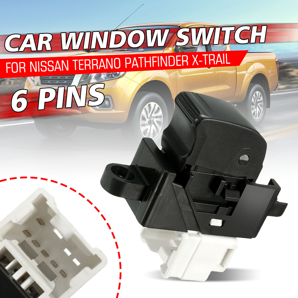 6PinsFrontLeftWindowSwitchForNissanTerranoPathfinderX-TrailAlmera254110V000-1727594-1