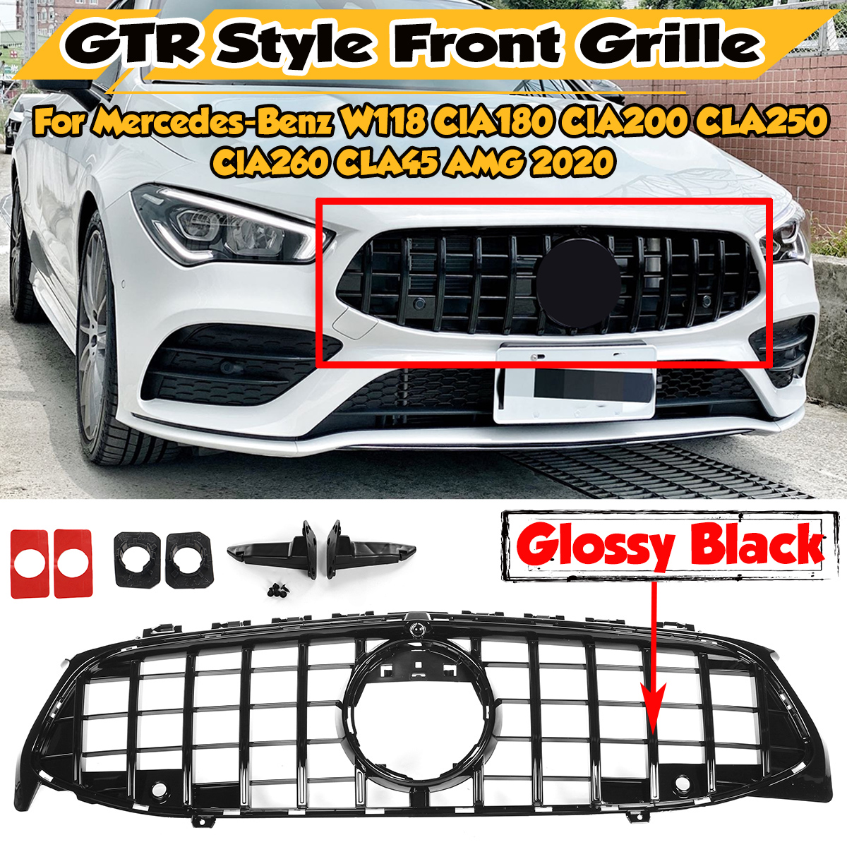 GTRStyleFrontGrilleGrillforMercedesW118CLACLA200CLA250CLA45AMG2020-1843150-1