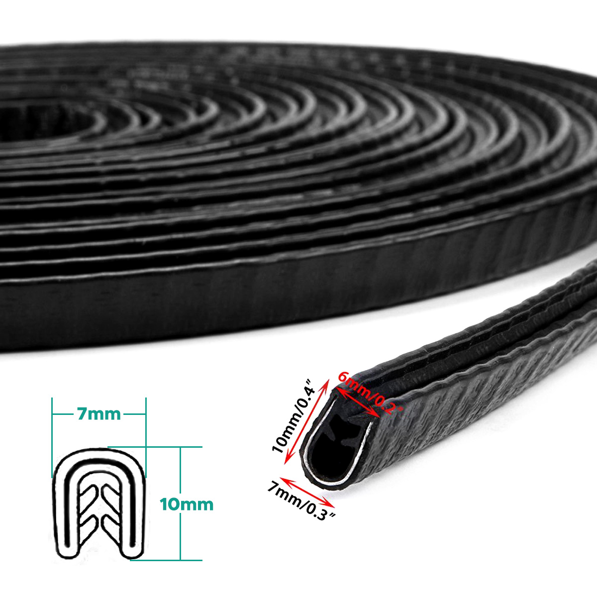 MATCC4mCarDoorEdgeProtectorGuardsUShapeAnti-collosionRubberTrimSealStripBlack-1344617-5