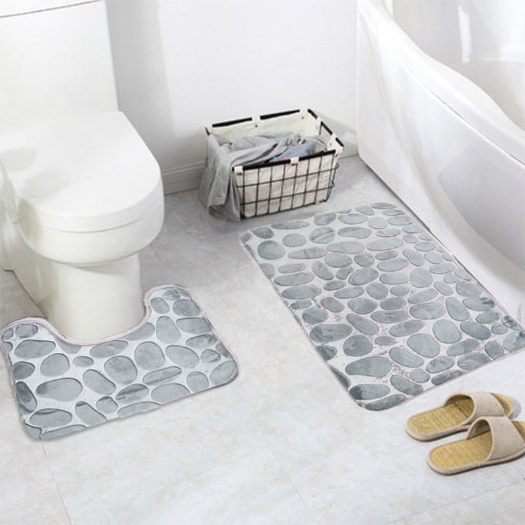 2pcsFlannelToiletLidBathRugsSoftFloorHomeAntiSlipLinerMemoryFoamDurableCoverShowerCarpetsBathroomMat-1744920-1