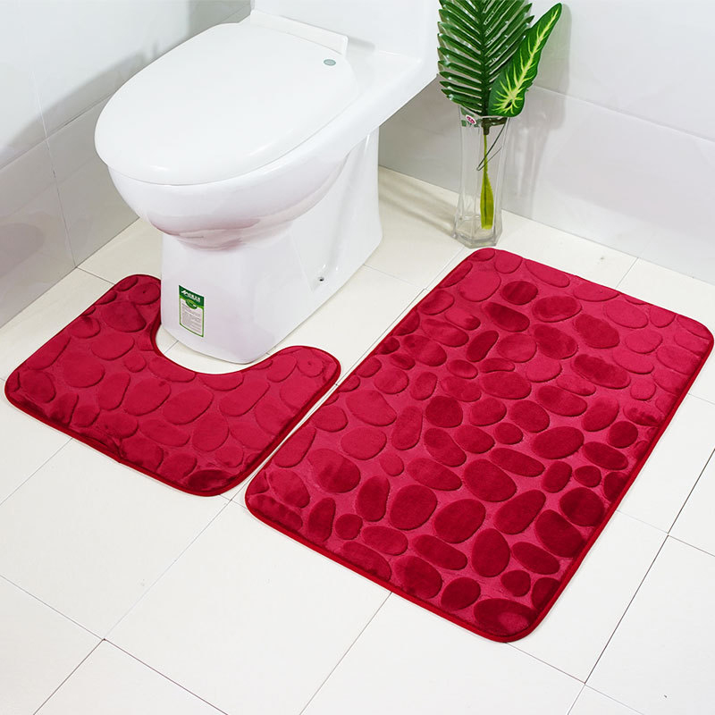 2pcsFlannelToiletLidBathRugsSoftFloorHomeAntiSlipLinerMemoryFoamDurableCoverShowerCarpetsBathroomMat-1744920-2