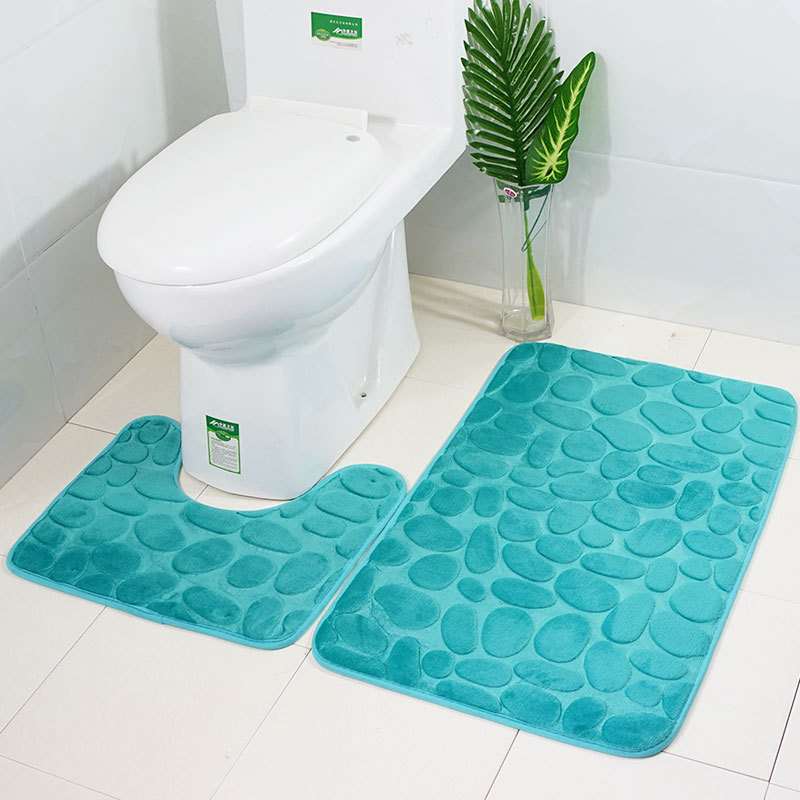 2pcsFlannelToiletLidBathRugsSoftFloorHomeAntiSlipLinerMemoryFoamDurableCoverShowerCarpetsBathroomMat-1744920-3