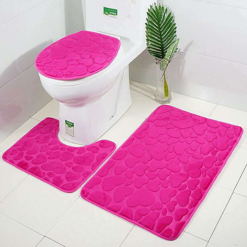 3pcs3DBathroomMatsToiletDecorBathMatSolidFlowerAnti-SkidCarpetWaterAbsorbentFootRugs-1743998-1