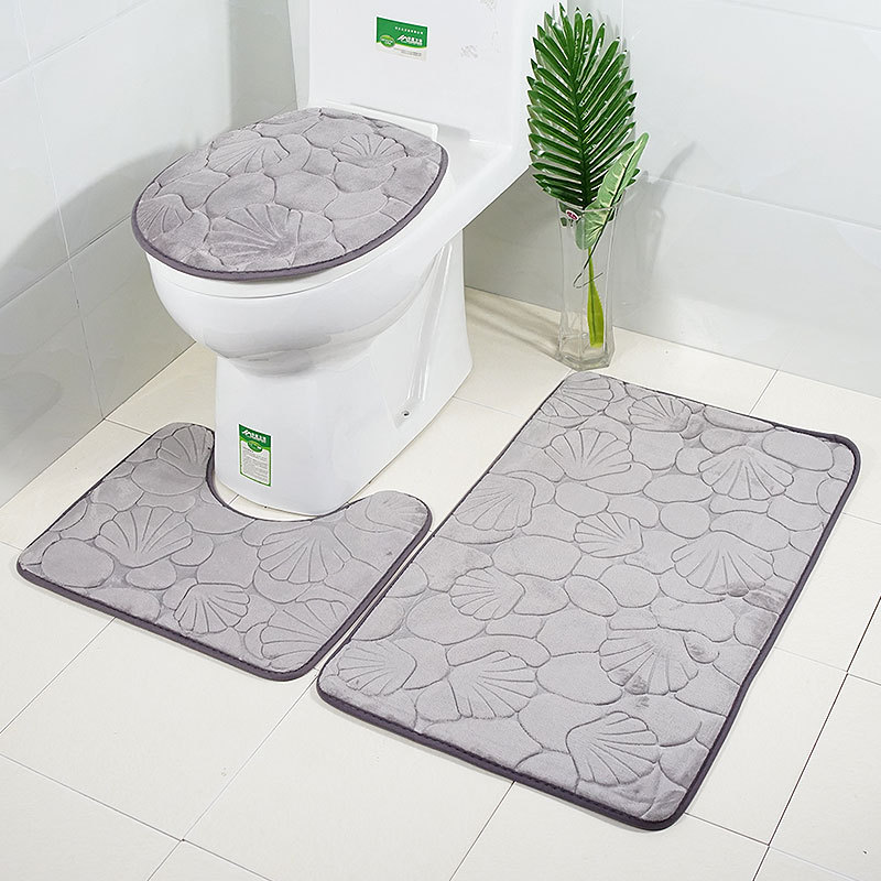 3pcsEmbossingBathMatforBathroomMemoryFoamBathroomCarpetMatToiletMatBathroomFloorRug-1744008-2