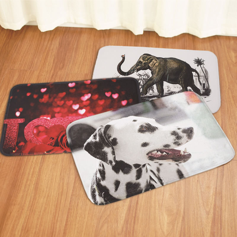 40x60CMNon-SlipBathMatsWashroomCarpetLOVERoseElephantDogPrintedFloorCarpetPadRugs-1383466-1