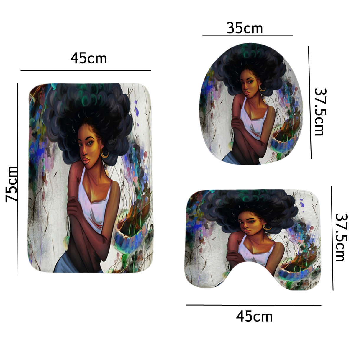 AfricanGirlShowerCurtainFabricBathroomCurtainsSetNon-slipBathMatToiletPadCarpetforBathroomDecor-1838137-12