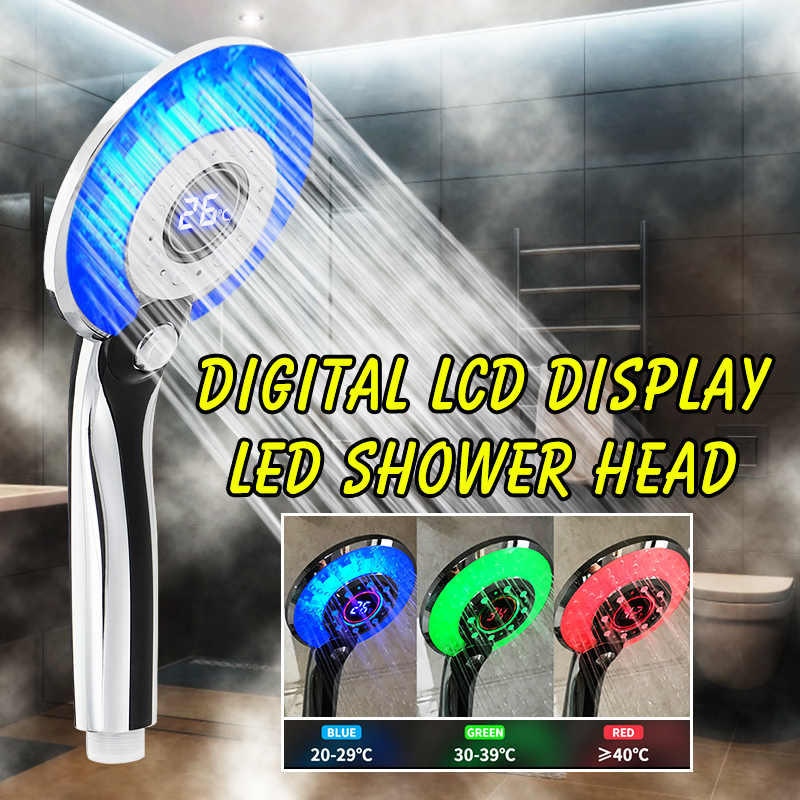 BakeeyLEDLightLCDDisplayThirdGearWaterFlowSelfIlluminationTemperatureControlShowerHeadForSmartHome-1606841-2