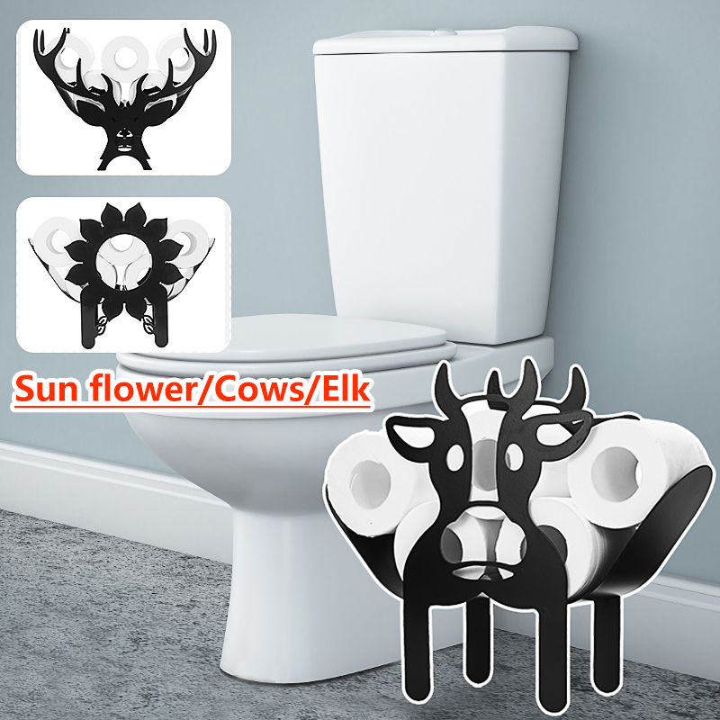 BlackCowElkSunFlowerToiletRollHolderPaperBathroomFreeStandingStorage-1785596-1