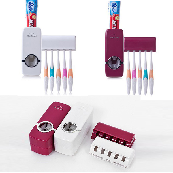HonanaBX-421WallMountedAutomaticToothpasteDispenserWithFiveToothbrushHolderSetBathroom-43617-1