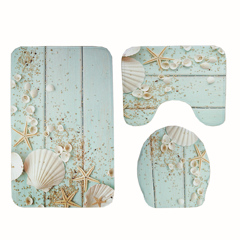 HonanaBX3PcsCreativeWoodPatternNonSlipCarpetBathroomBathMatToiletCoverLidToiletMat-1319553-3