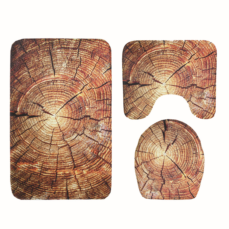 HonanaBX3PcsCreativeWoodPatternNonSlipCarpetBathroomBathMatToiletCoverLidToiletMat-1319553-5