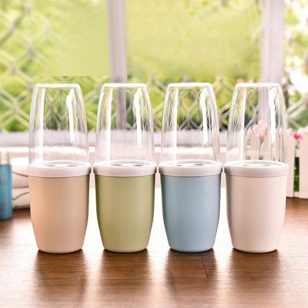 HonanaCoupleTransparentCoverToothbrushToothpasteHolderOrganizerTravelHomeWashingStorageCup-1297141-1