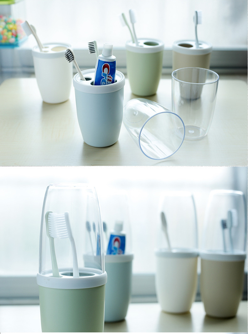HonanaCoupleTransparentCoverToothbrushToothpasteHolderOrganizerTravelHomeWashingStorageCup-1297141-6