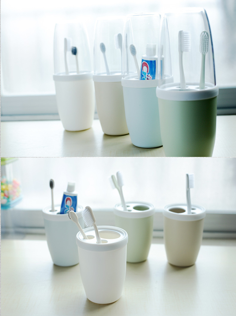HonanaCoupleTransparentCoverToothbrushToothpasteHolderOrganizerTravelHomeWashingStorageCup-1297141-7