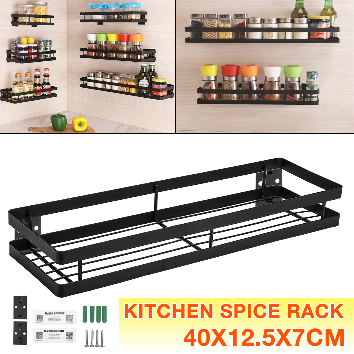 KitchenSpiceRackStainlessSteelSingleTierStorageShelfOrganizerHolder-1643286-10