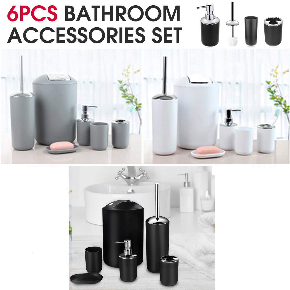 MECO6PcsLuxuryPlasticBathroomAccessoriesSetWashSuitBathSet-1954476-1