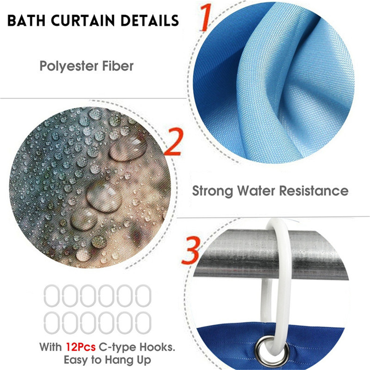 RoseFlowerWaterproofShowerCurtainNon-SlipRugToiletCoverBathMatDecor-1821912-1
