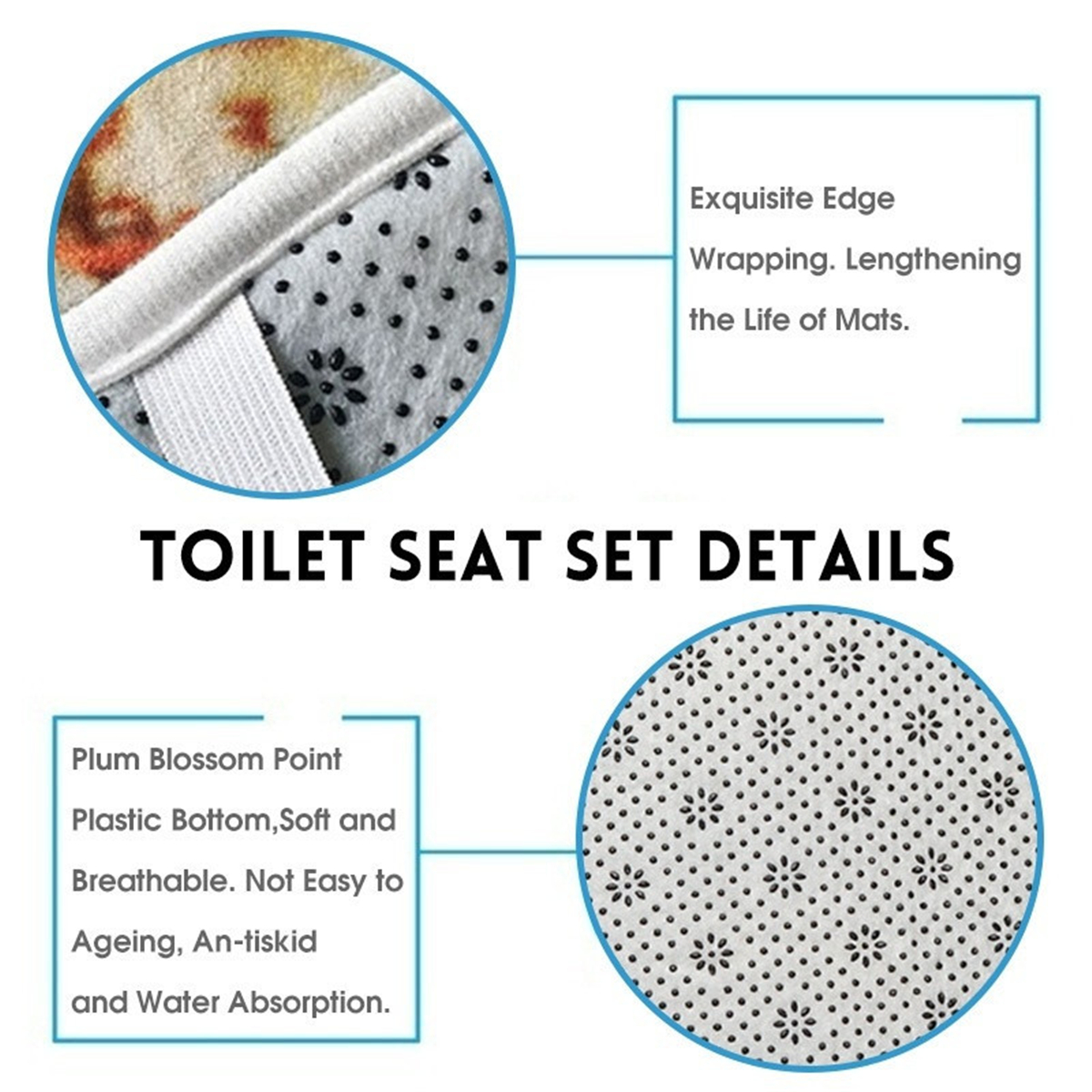 RoseFlowerWaterproofShowerCurtainNon-SlipRugToiletCoverBathMatDecor-1821912-2
