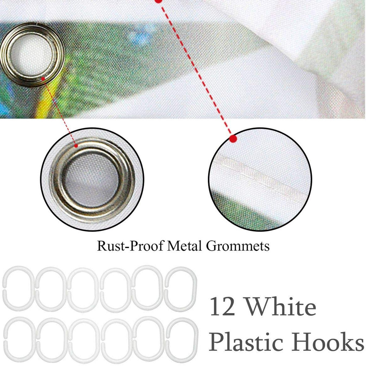 RoseFlowerWaterproofShowerCurtainNon-SlipRugToiletCoverBathMatDecor-1821912-3