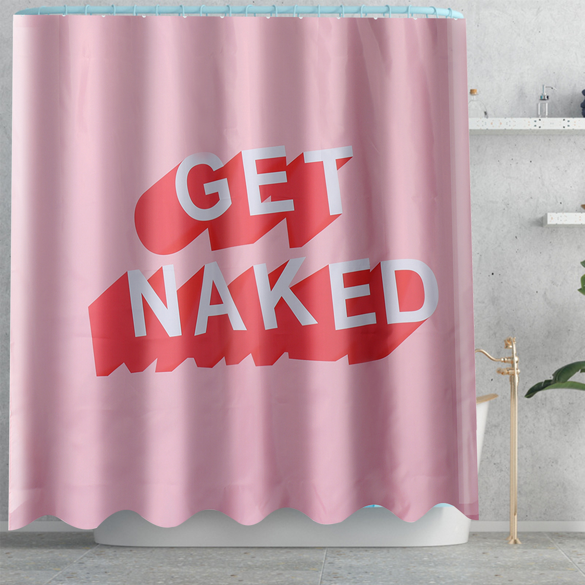 ShowerCurtainSetBathroomNon-SlipToiletMatCoverRugPink-1800120-4