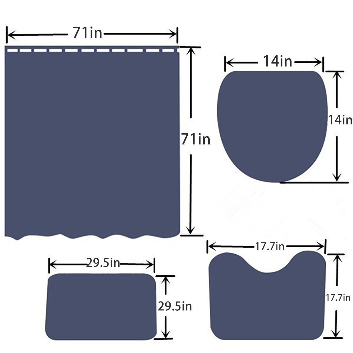 ShowerCurtainSetBathroomNon-SlipToiletMatCoverRugPink-1800120-7