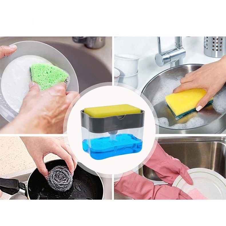 SoapPumpDispenserwithSpongeHolderManualPressSoapOrganizerCleaningLiquidDispenserContainerKitchenClea-1755851-5