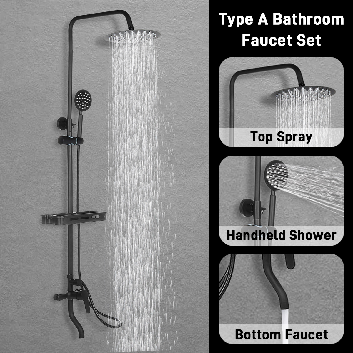 WallMountExposedShowerSystemwithThermostatic8InchRoundSquareShowerHeadAdjustableHandheldSprayerandBo-1284370-1